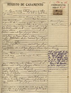 Registo de Casamento · manuelgaspar+delmiraferreira_14abr1920