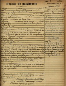 Registo de Nascimento · mariadaconceicaosintra_7out1916
